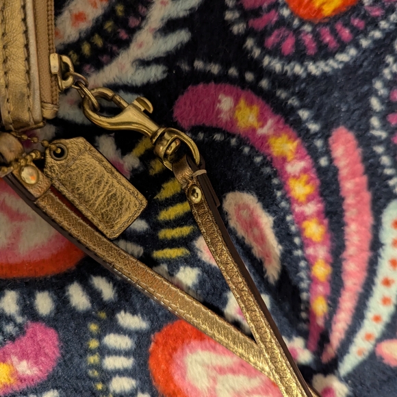 Coach Patchwork Wristlet with Gold and Blue Accents - Picture 6 of 7